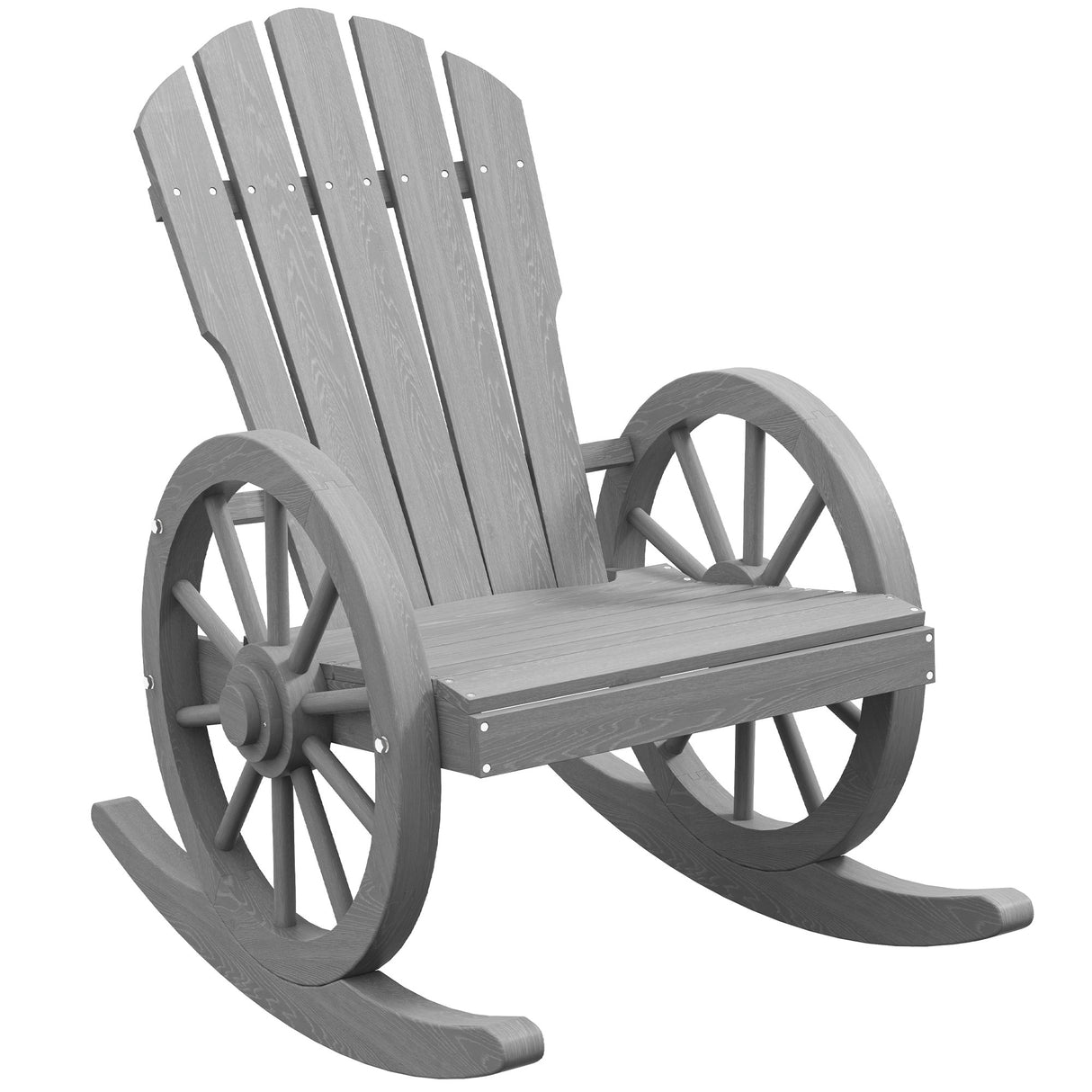 Fir Wood Adirondack Reclining Rocking Armchair - Velmora