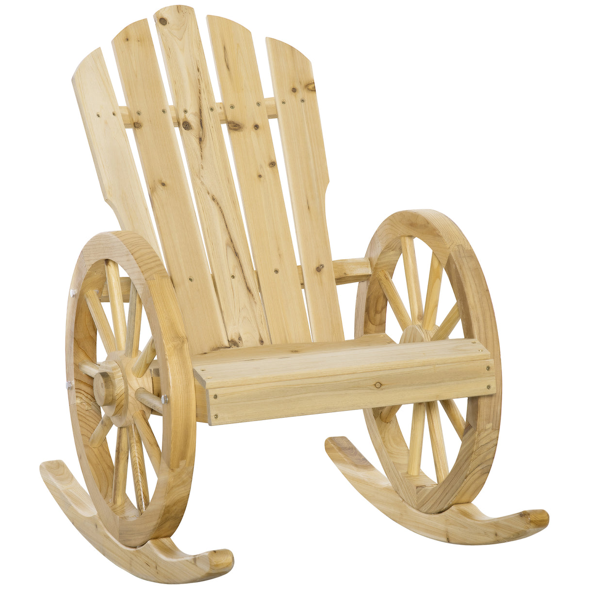Fir Wood Adirondack Reclining Rocking Armchair - Velmora