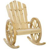 Fir Wood Adirondack Reclining Rocking Armchair - Velmora