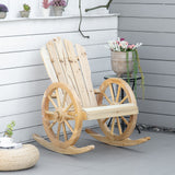 Fir Wood Adirondack Reclining Rocking Armchair - Velmora