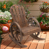 Fir Wood Adirondack Rocking Reclining Garden Armchair - Velmora