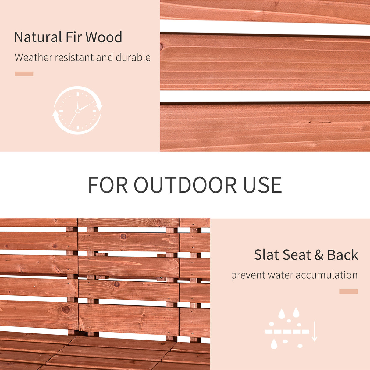 Fir Wood Convertible 2 to 3 Seater Outdoor Garden Bench - Velmora