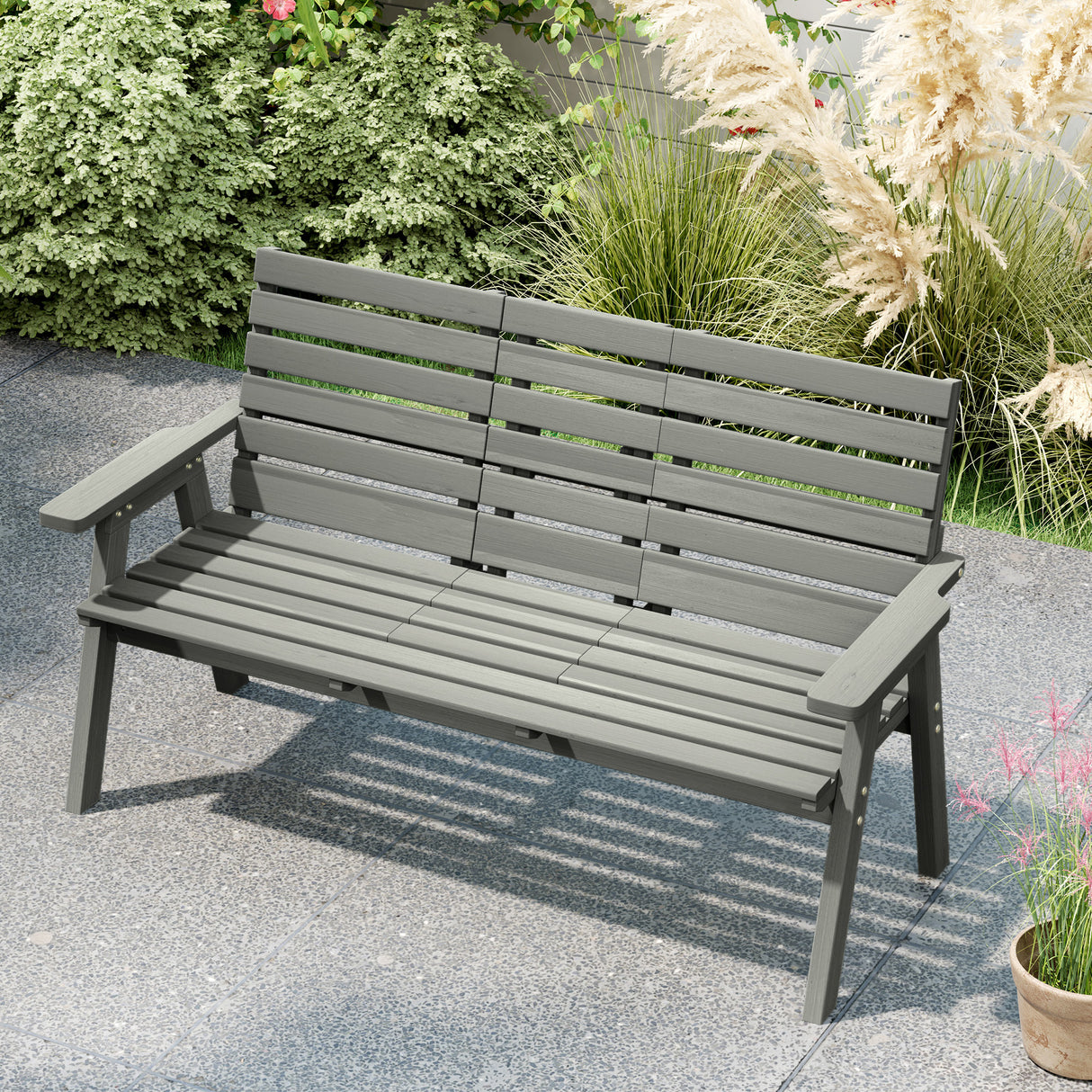 Fir Wood Convertible 2 to 3 Seater Outdoor Garden Bench - Velmora