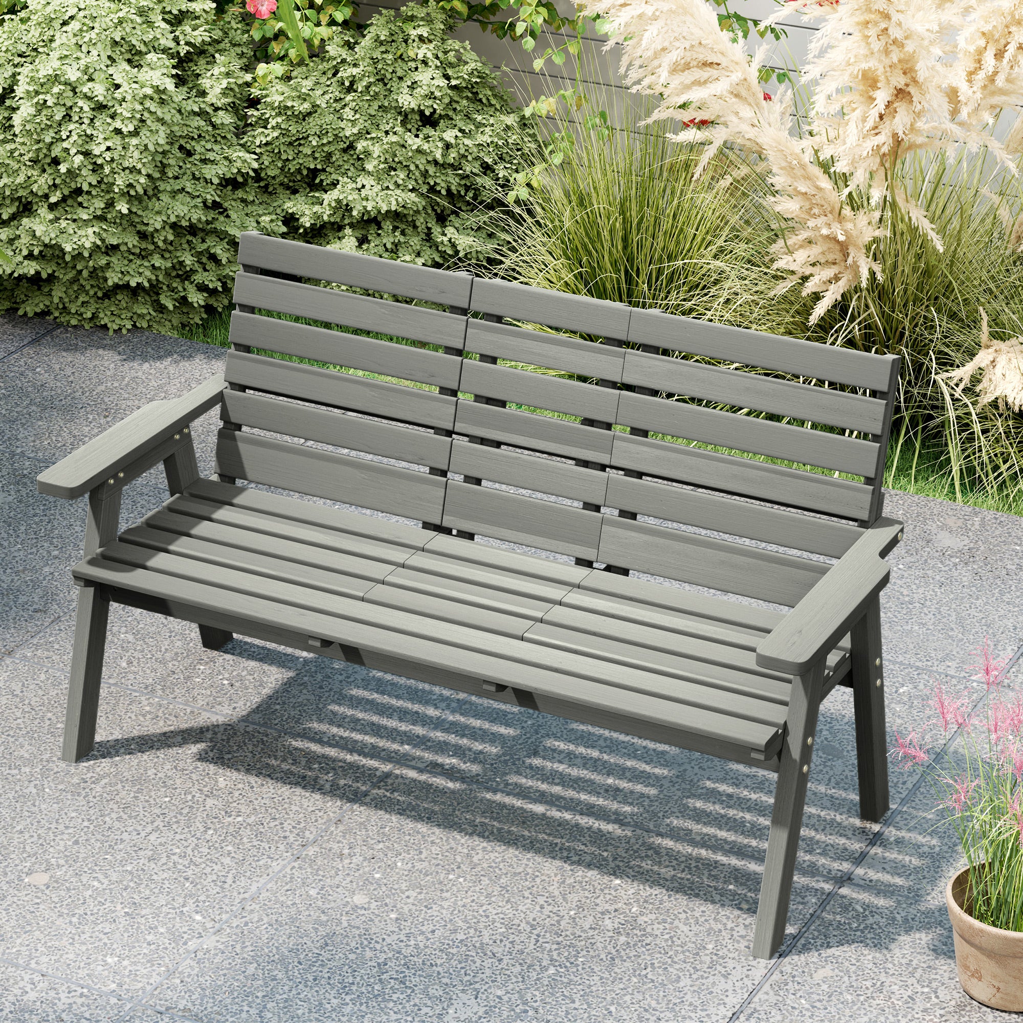Fir Wood Convertible 2 to 3 Seater Outdoor Garden Bench - Velmora