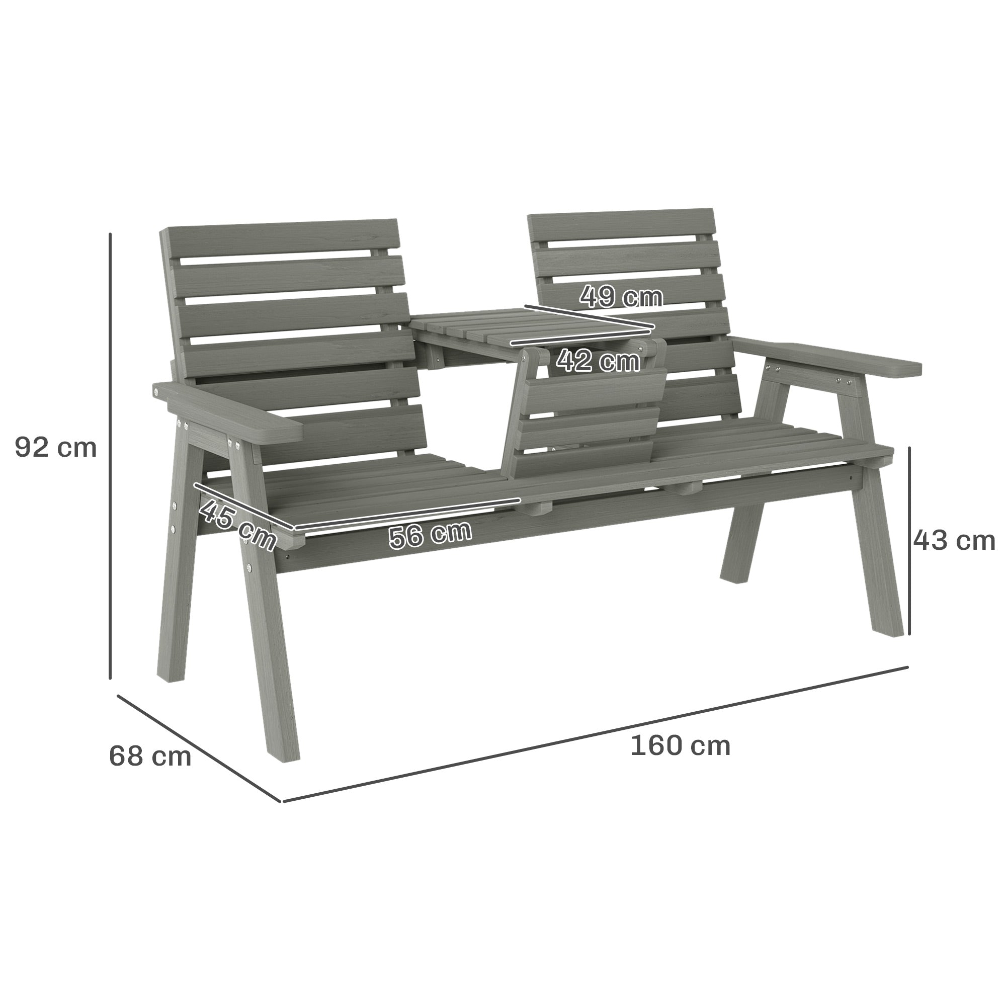 Fir Wood Convertible 2 to 3 Seater Outdoor Garden Bench - Velmora