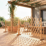 Fir Wood Expanding Garden Fence Panels 180cm Wide in Set Of 2 - Velmora