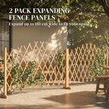 Fir Wood Expanding Garden Fence Panels 180cm Wide in Set Of 2 - Velmora