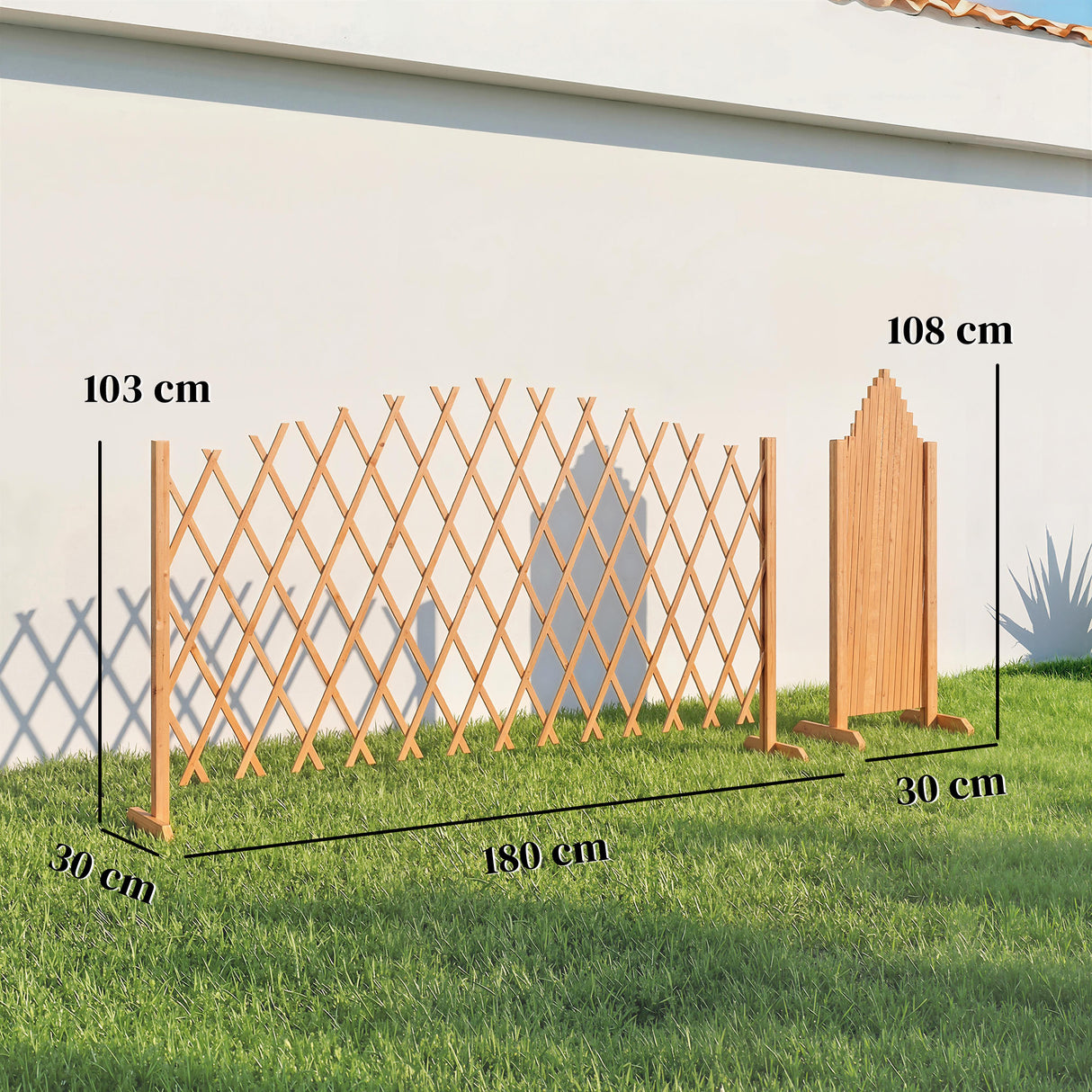 Fir Wood Expanding Garden Fence Panels 180cm Wide in Set Of 2 - Velmora