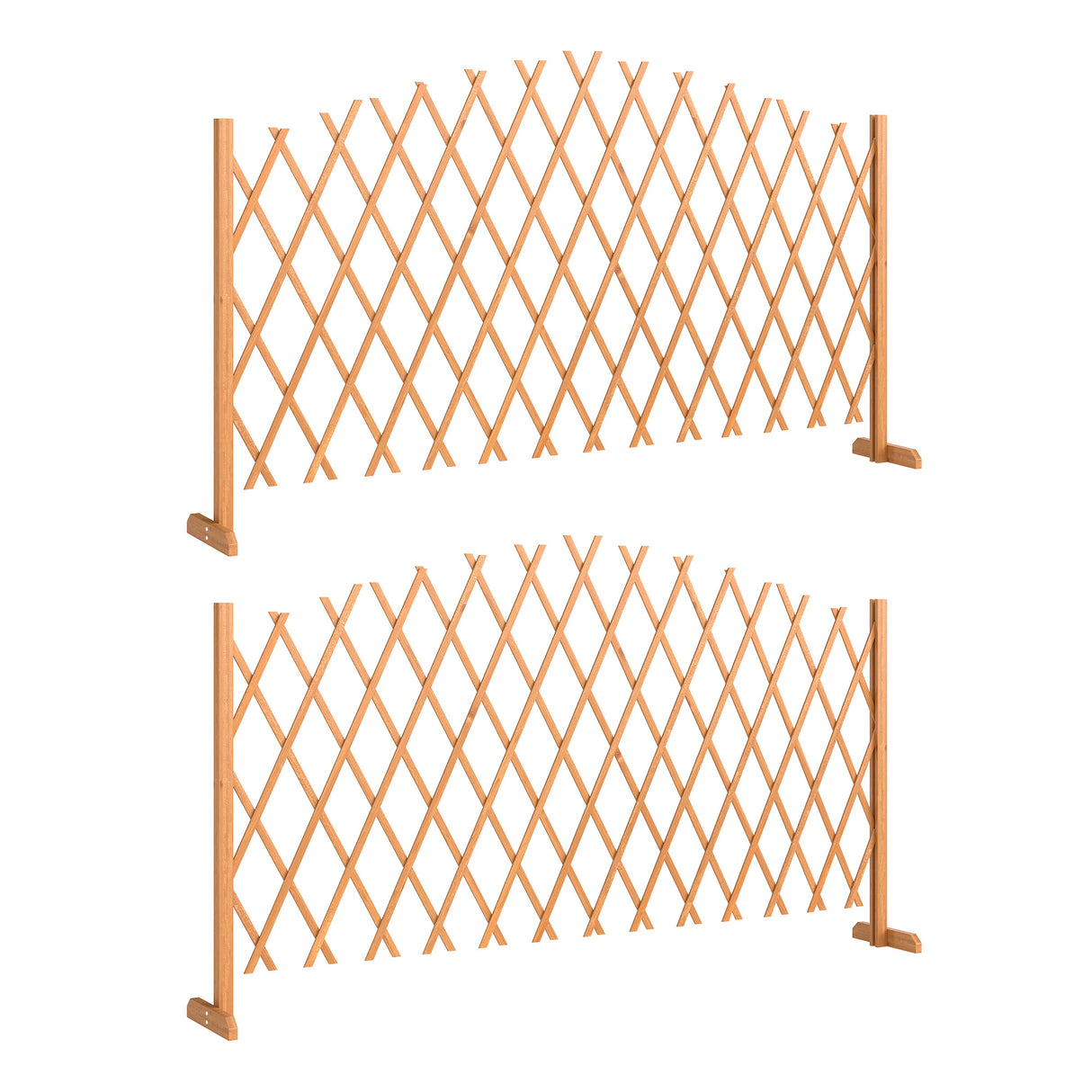 Fir Wood Expanding Garden Fence Panels 180cm Wide in Set Of 2 - Velmora