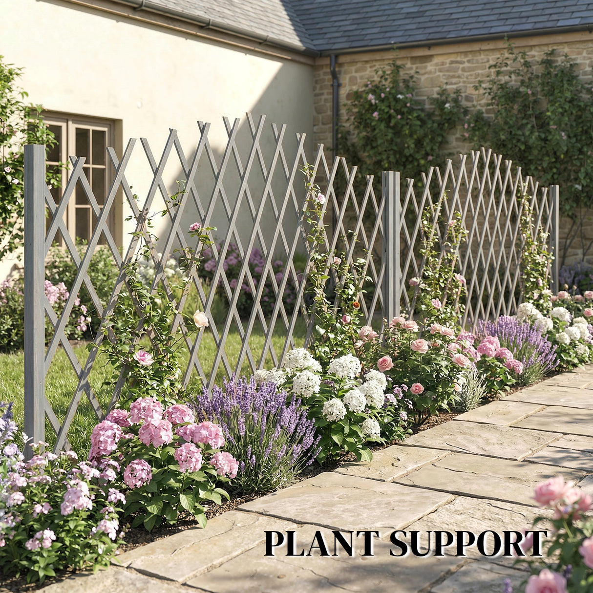 Fir Wood Expanding Garden Fence Panels 180cm Wide in Set Of 2 - Velmora