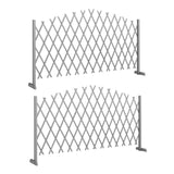 Fir Wood Expanding Garden Fence Panels 180cm Wide in Set Of 2 - Velmora