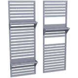 Fir Wood Flower Stand With Shelves 60cm Wide in Set Of 2 - Velmora
