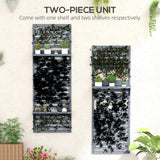 Fir Wood Flower Stand With Shelves 60cm Wide in Set Of 2 - Velmora