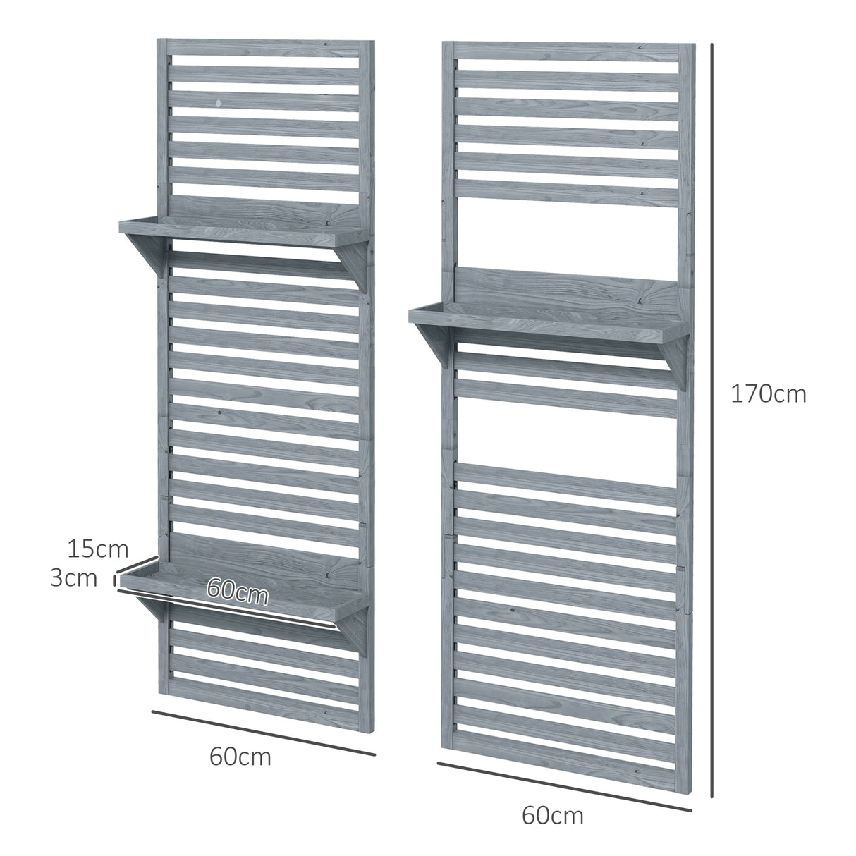 Fir Wood Flower Stand With Shelves 60cm Wide in Set Of 2 - Velmora