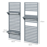 Fir Wood Flower Stand With Shelves 60cm Wide in Set Of 2 - Velmora
