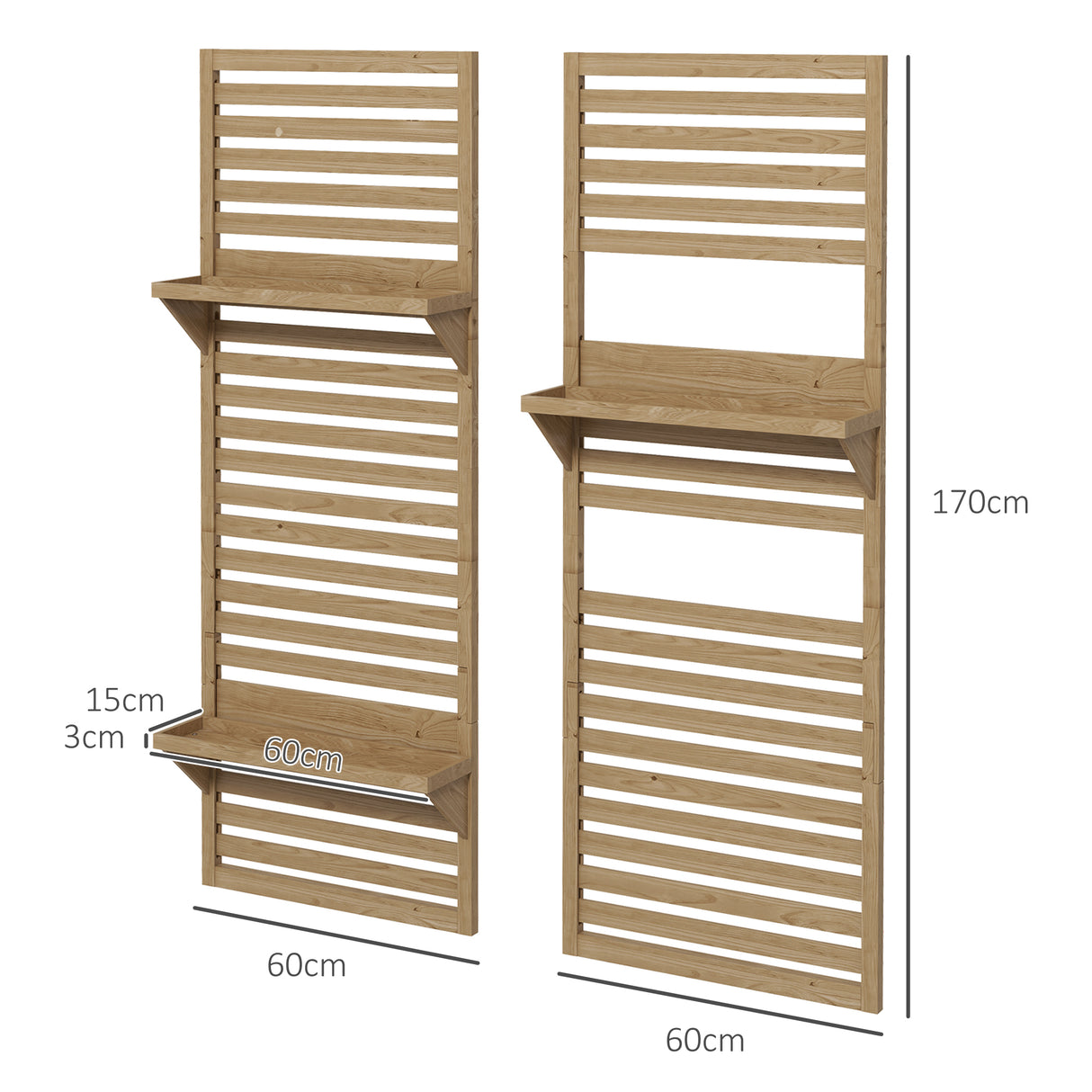 Fir Wood Flower Stand With Shelves 60cm Wide in Set Of 2 - Velmora