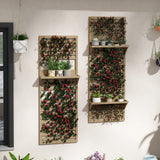 Fir Wood Flower Stand With Shelves 60cm Wide in Set Of 2 - Velmora