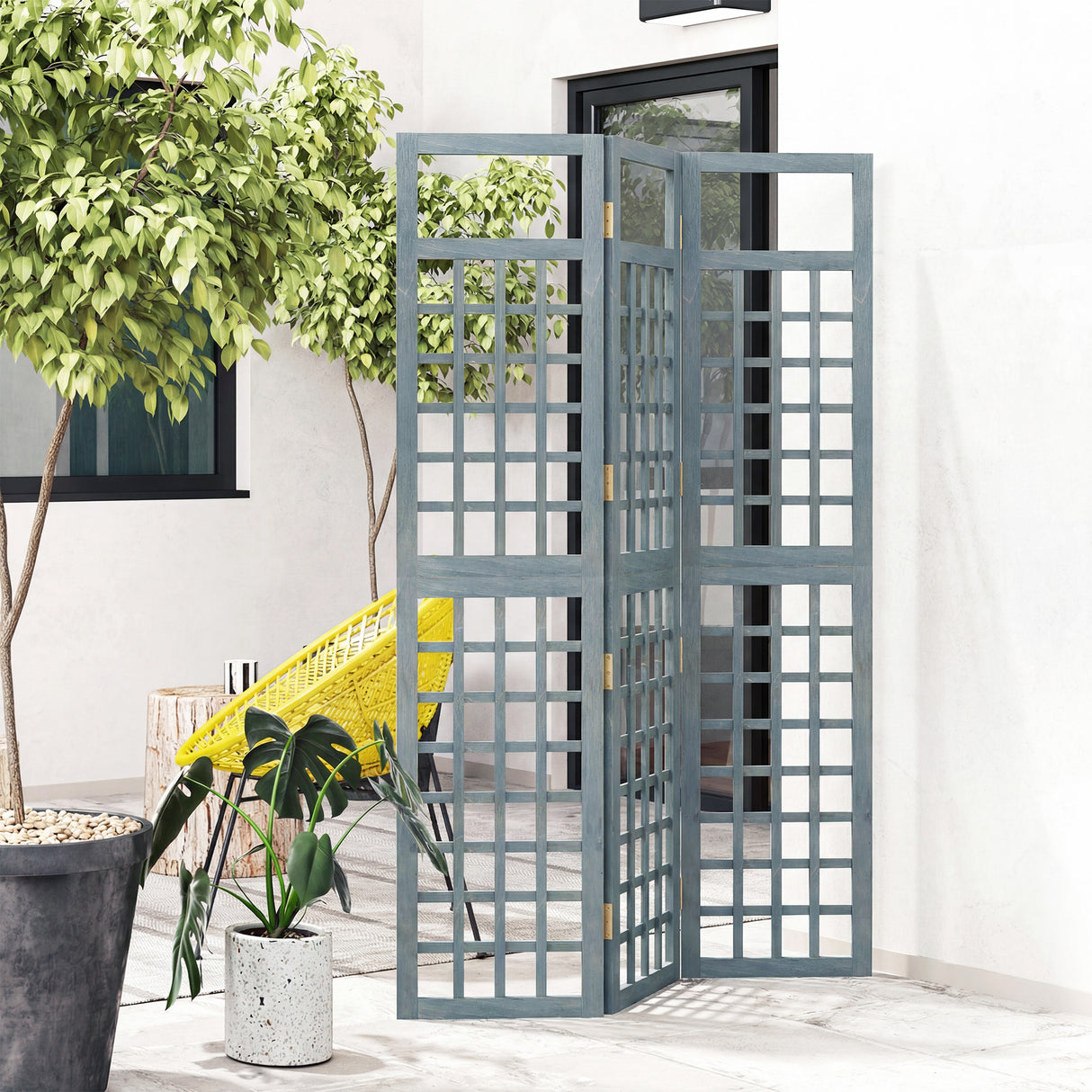Fir Wood Foldable Garden Privacy Screen 120cm Wide - Velmora