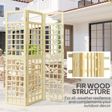 Fir Wood Foldable Garden Privacy Screen 120cm Wide - Velmora