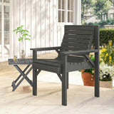 Fir Wood Garden Dining Chair With Curved Seat - Velmora