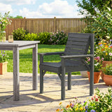 Fir Wood Garden Dining Chair With Curved Seat - Velmora