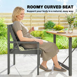 Fir Wood Garden Dining Chair With Curved Seat - Velmora