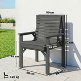 Fir Wood Garden Dining Chair With Curved Seat - Velmora