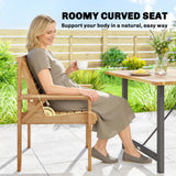 Fir Wood Garden Dining Chair With Curved Seat - Velmora