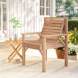 Fir Wood Garden Dining Chair With Curved Seat - Velmora