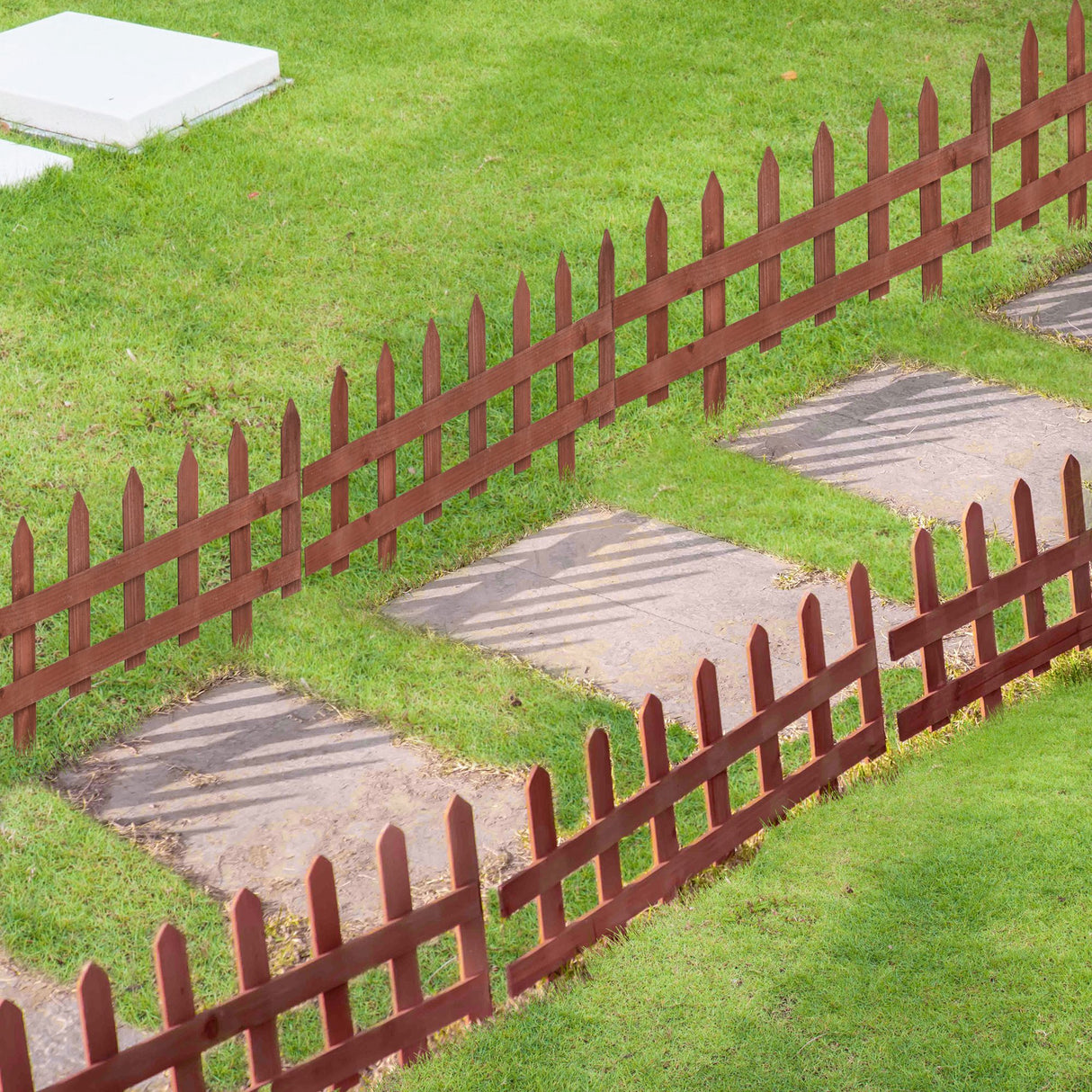 Fir Wood Garden Fixed Picket Fence Panels 60cm Wide in Set Of 12 - Velmora