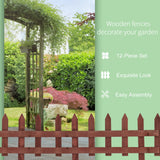 Fir Wood Garden Fixed Picket Fence Panels 60cm Wide in Set Of 12 - Velmora