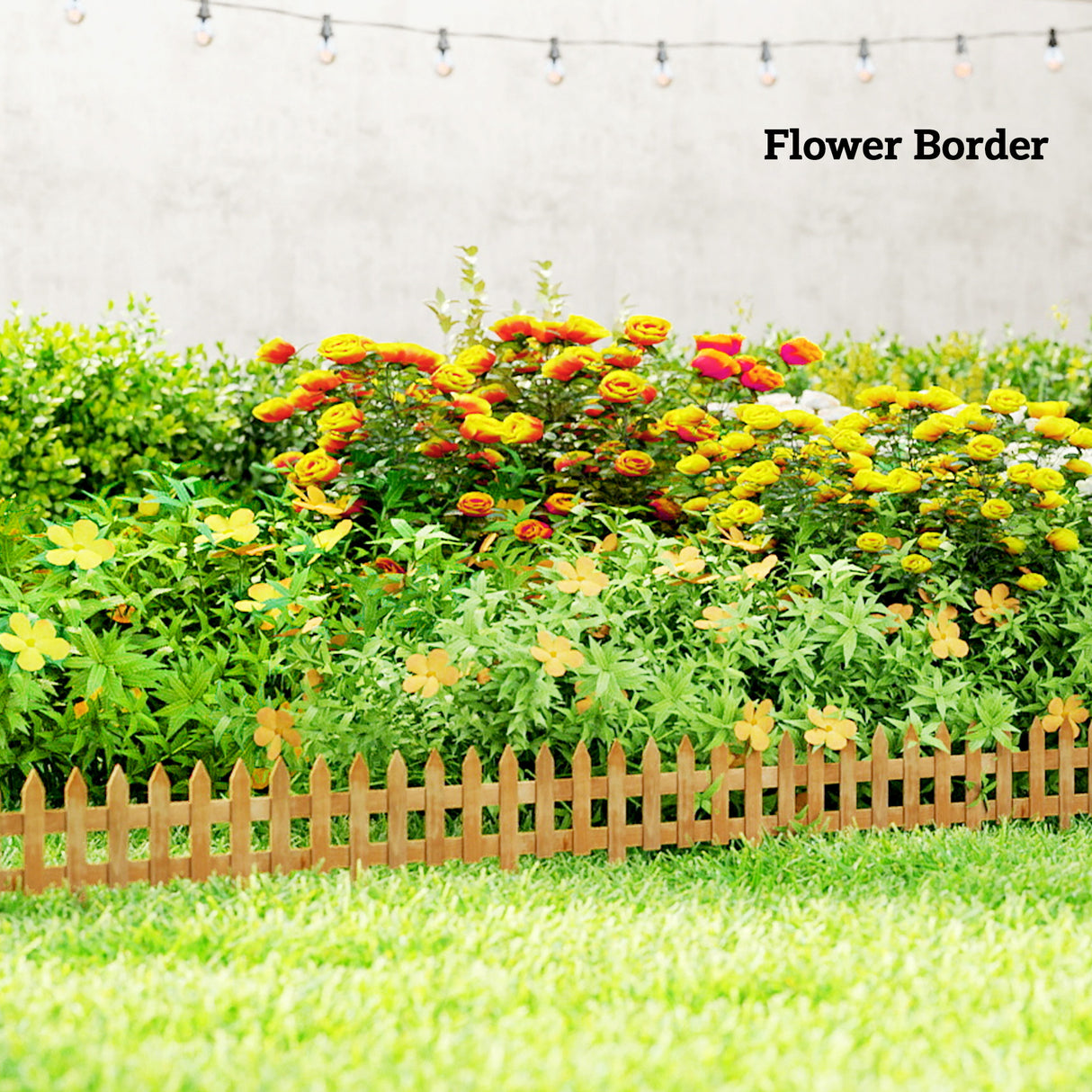 Fir Wood Garden Fixed Picket Fence Panels 60cm Wide in Set Of 12 - Velmora