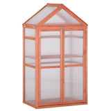 Fir Wood Garden Polycarbonate Greenhouse With 2 Doors - Velmora