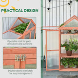 Fir Wood Garden Polycarbonate Greenhouse With 2 Doors - Velmora
