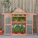 Fir Wood Garden Polycarbonate Greenhouse With 2 Doors - Velmora