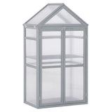 Fir Wood Garden Polycarbonate Greenhouse With 2 Doors - Velmora