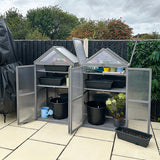 Fir Wood Garden Polycarbonate Greenhouse With 2 Doors - Velmora