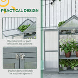Fir Wood Garden Polycarbonate Greenhouse With 2 Doors - Velmora