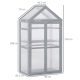 Fir Wood Garden Polycarbonate Greenhouse With 2 Doors - Velmora