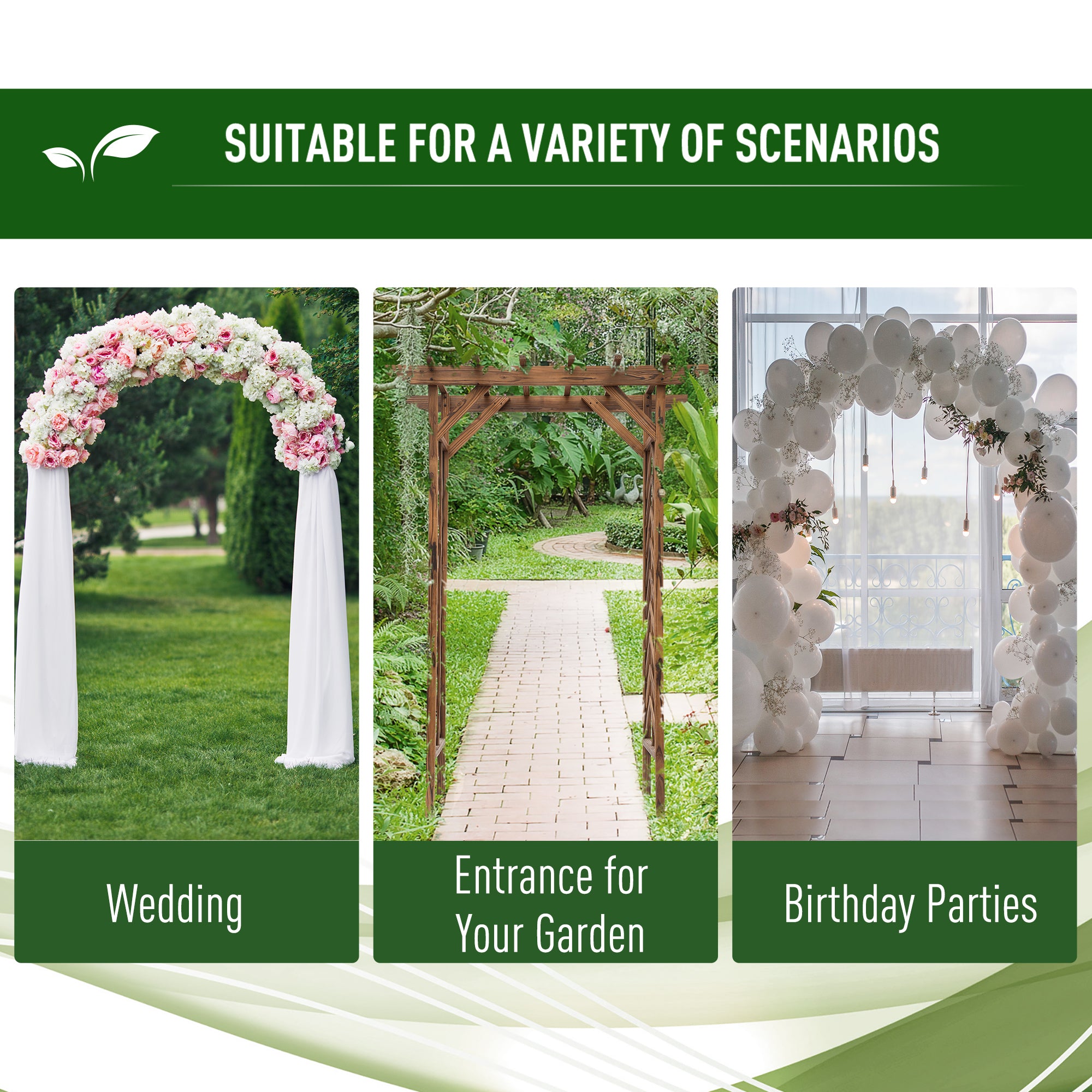 Fir Wood Outdoor Garden Arch Trellis 200cm High - Velmora