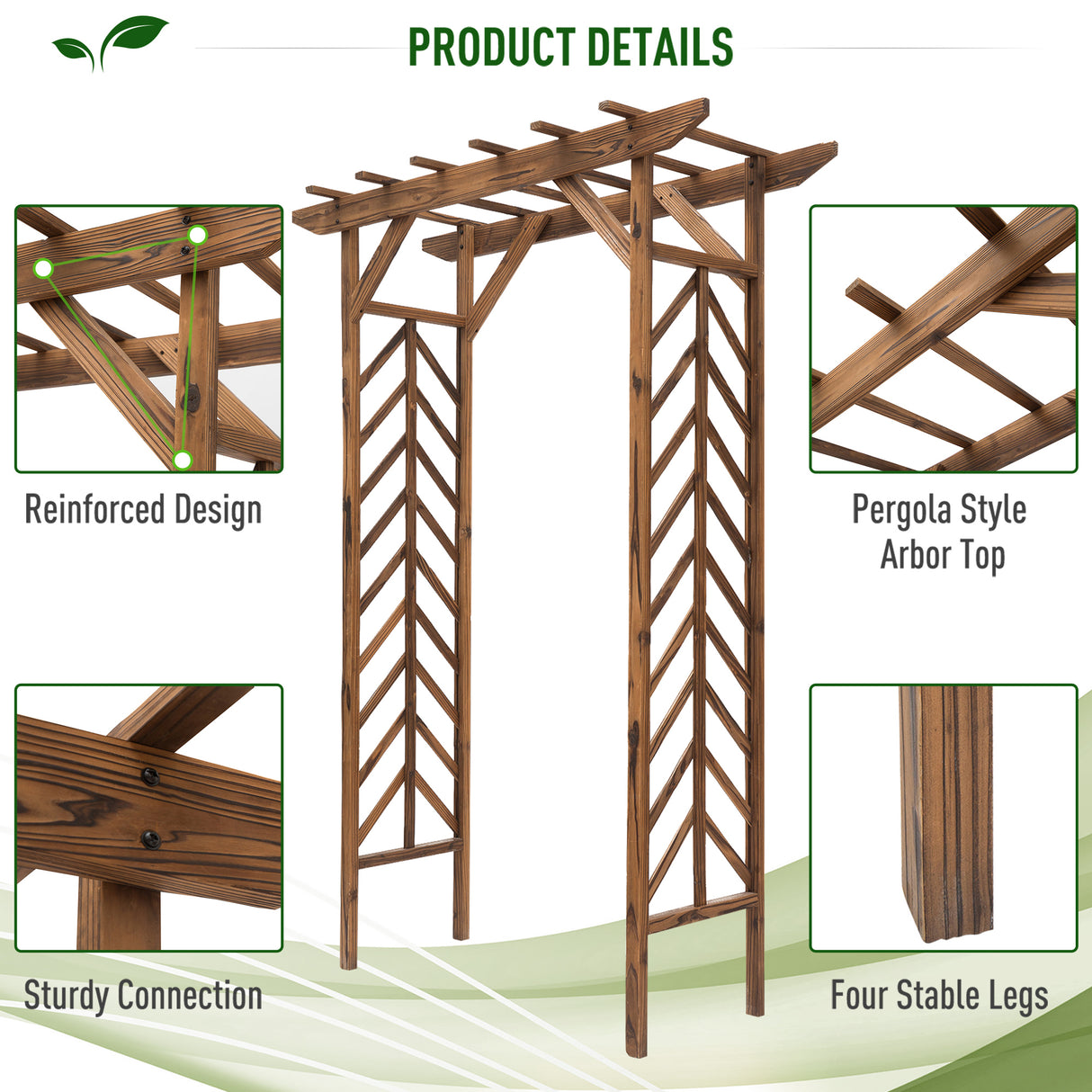 Fir Wood Outdoor Garden Arch Trellis 200cm High - Velmora