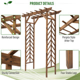 Fir Wood Outdoor Garden Arch Trellis 200cm High - Velmora