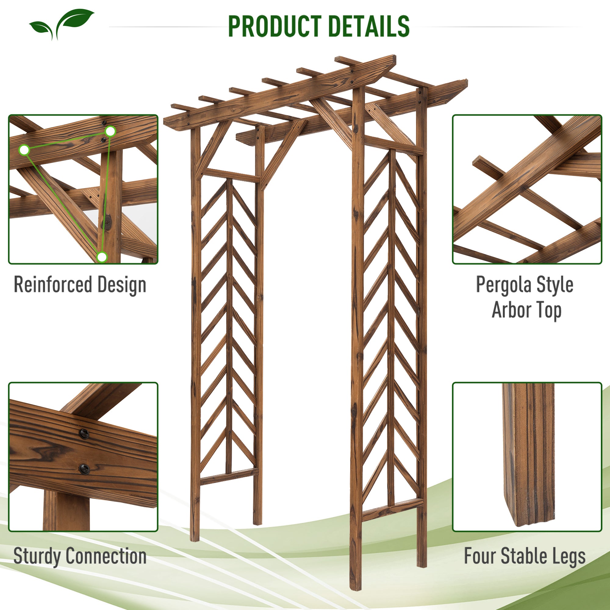 Fir Wood Outdoor Garden Arch Trellis 200cm High - Velmora