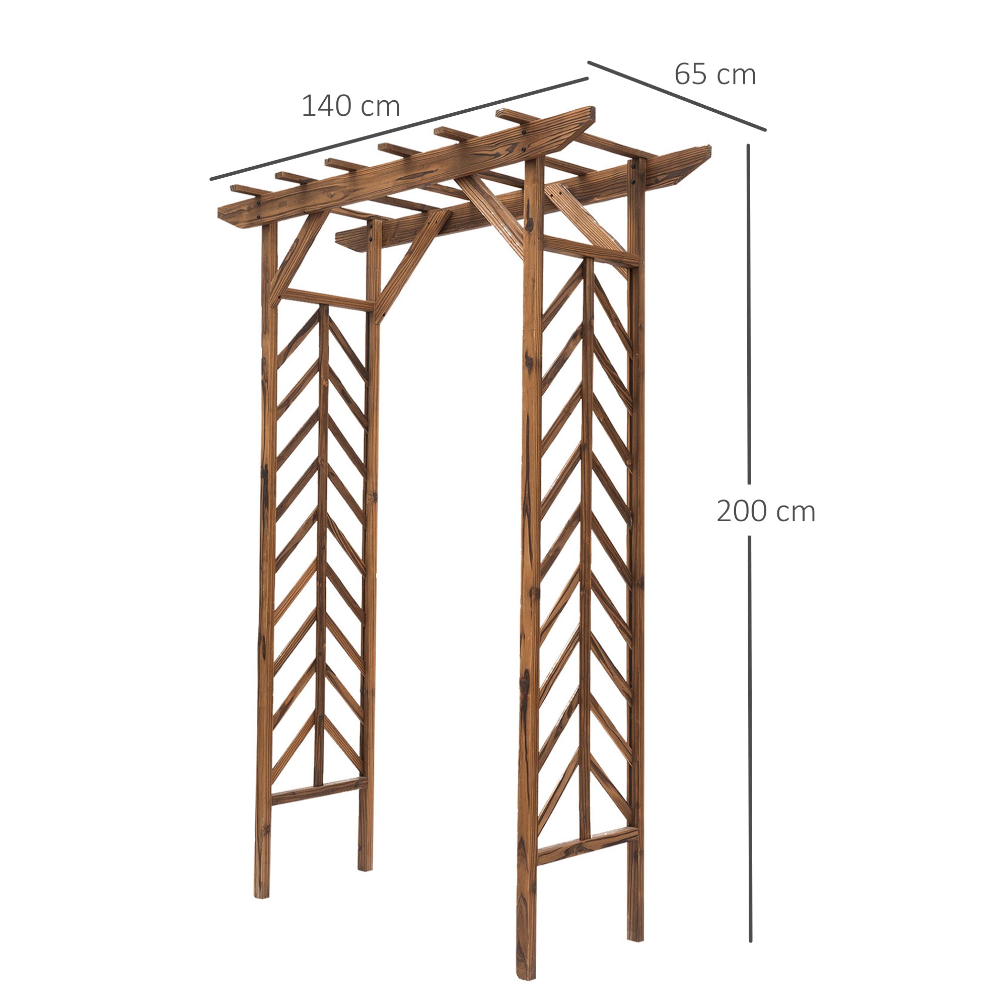 Fir Wood Outdoor Garden Arch Trellis 200cm High - Velmora