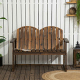 Fir Wood Outdoor Garden Bench Patio Loveseat Chair - Velmora