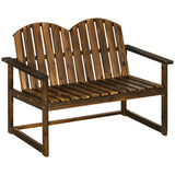Fir Wood Outdoor Garden Bench Patio Loveseat Chair - Velmora