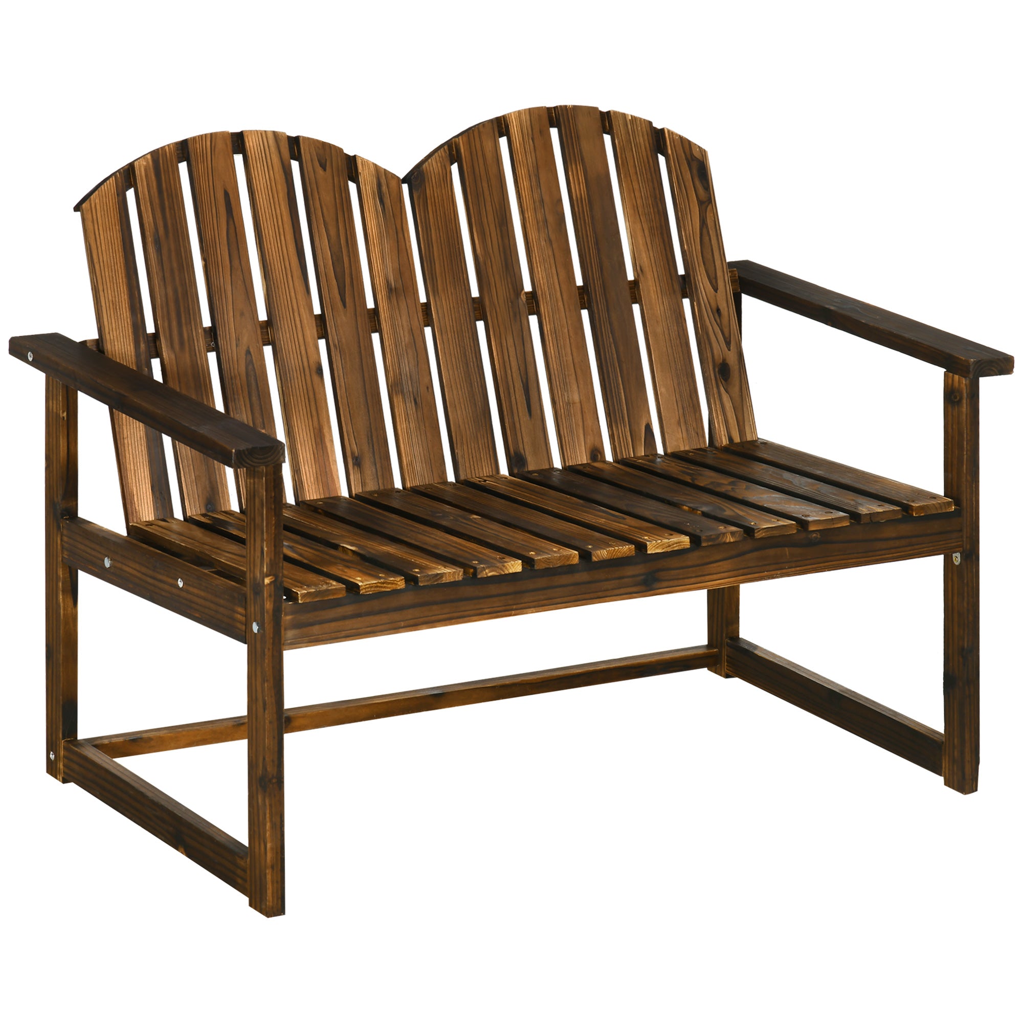 Fir Wood Outdoor Garden Bench Patio Loveseat Chair - Velmora