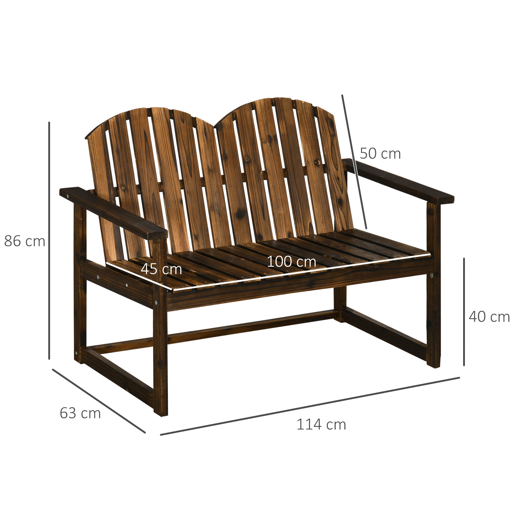 Fir Wood Outdoor Garden Bench Patio Loveseat Chair - Velmora