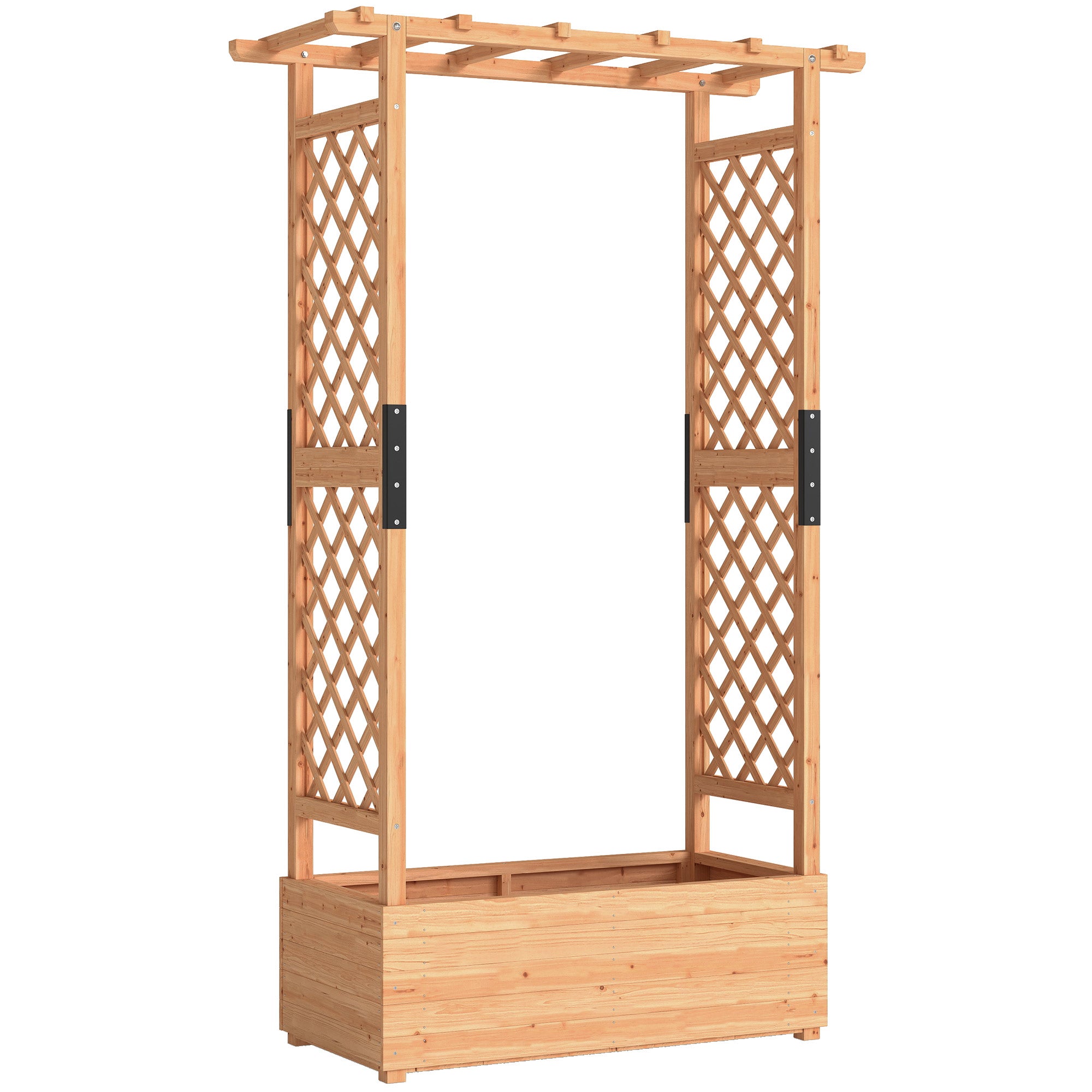 Fir Wood Outdoor Garden Planter Box 110cm Wide - Velmora
