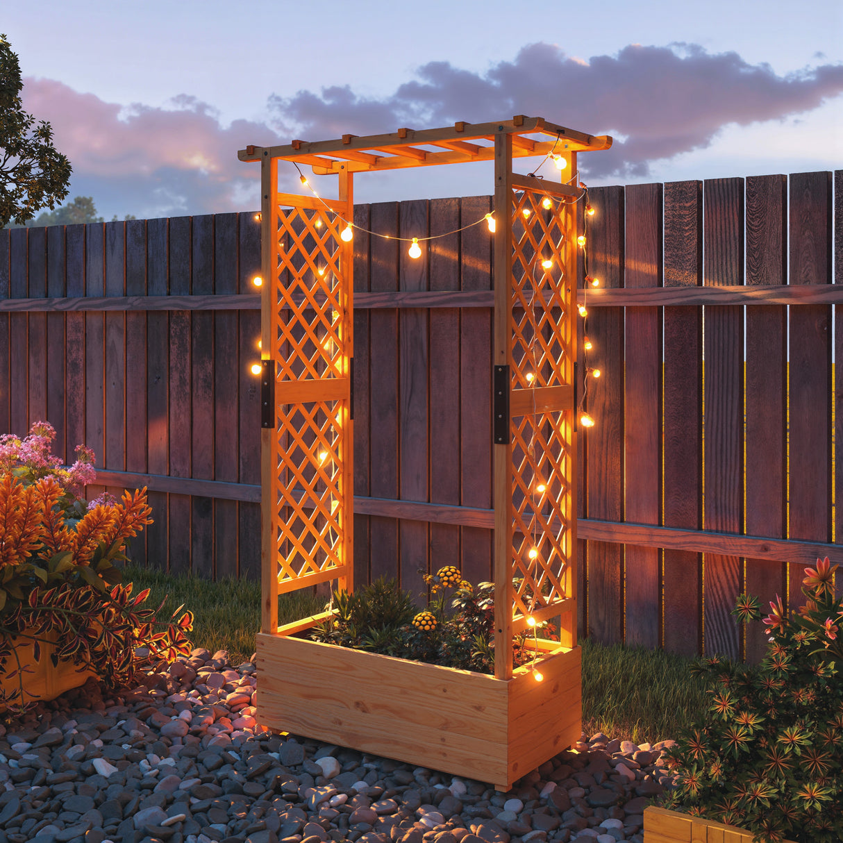 Fir Wood Outdoor Garden Planter Box 110cm Wide - Velmora